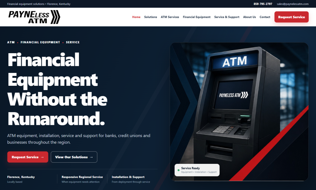 Homepage screenshot of Payneless ATM